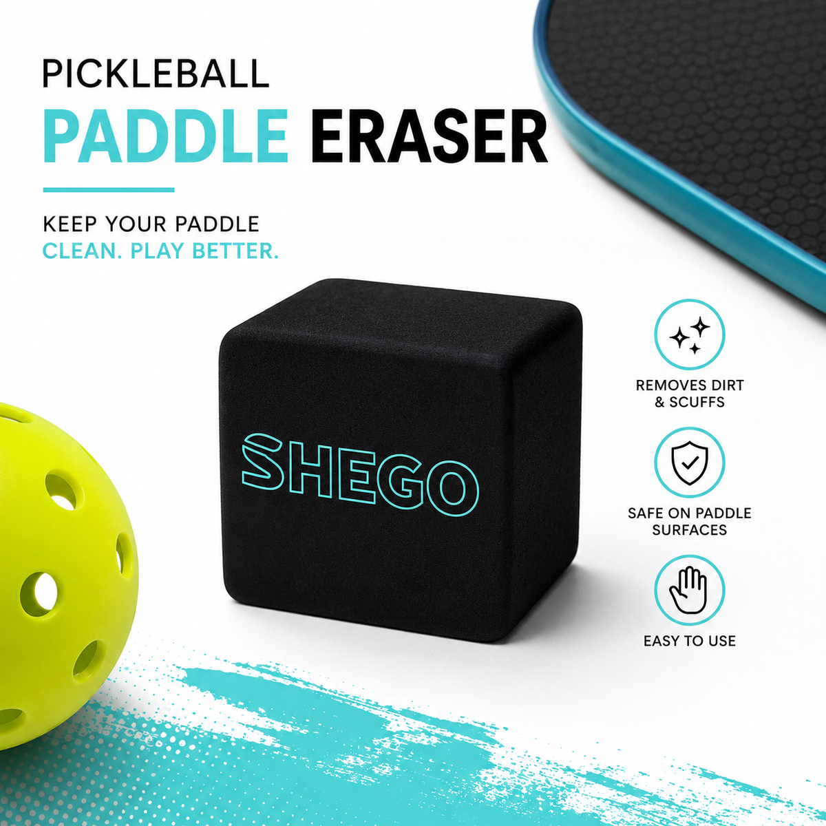 Benefits of using a SHEGO pickleball paddle eraser to clean the pickleball paddle and ball