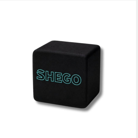 Front view of Shego pickleball paddle eraser with aqua logo on front
